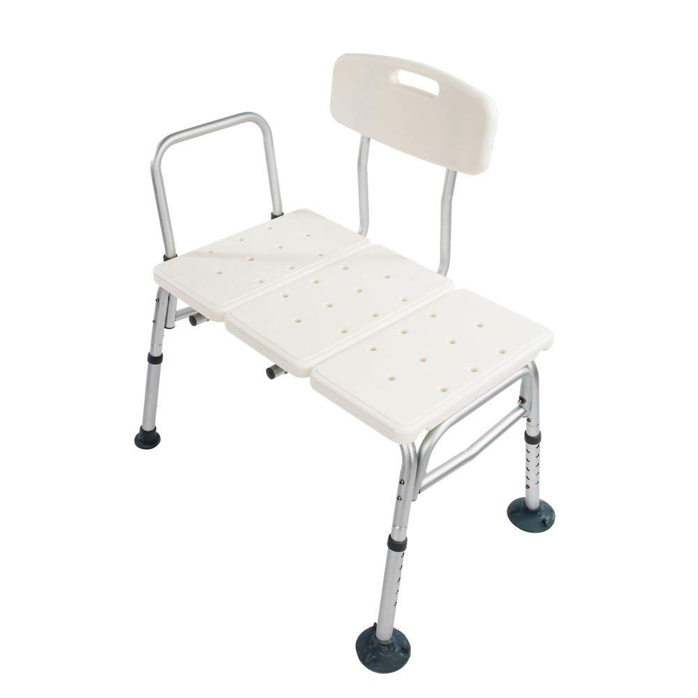 Ktaxon Bath Chair Plastic Tub Transfer Bench with Adjustable Backrest White