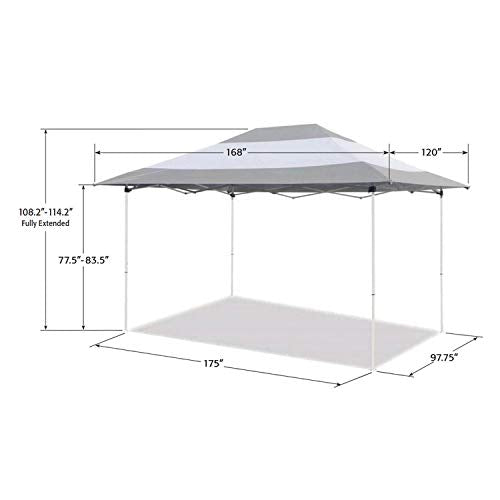 Z-Shade Prestige 14 x 10 Foot Instant Canopy Outdoor Patio Shelter, Grey & White
