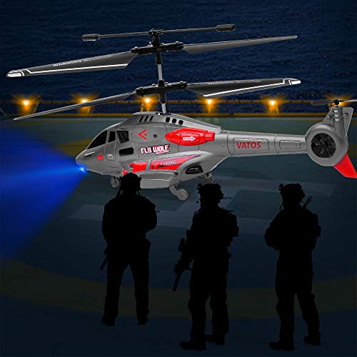 RC Helicopter, VATOS Remote Control Helicopter with Gyro and LED Light 3.5 Channel Alloy Mini Military Series Helicopter for Kids & Adult Indoor Micro RC Helicopter Toy Gift for Boys Girls