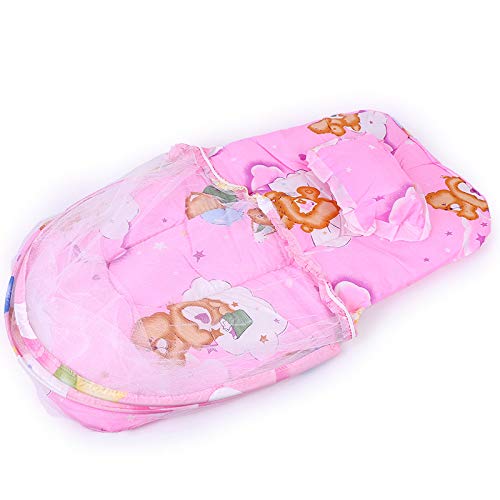 Portable Folding Baby Lounger with Pillow and Full Visibility Mosquito Net