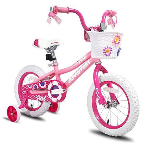 JOYSTAR 14 Inch Kids Bike with Training Wheels for 2-7 Years Old Girls 32" - 53" Tall, Toddler Bike with 85% Assembled, Pink, Purple
