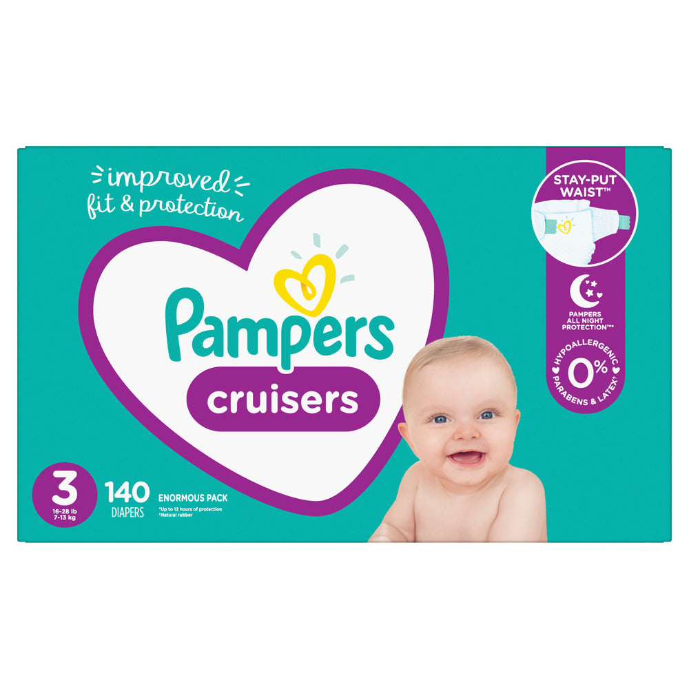 Pampers Cruisers Active Fit Taped Diapers, Size 3, 140 Ct