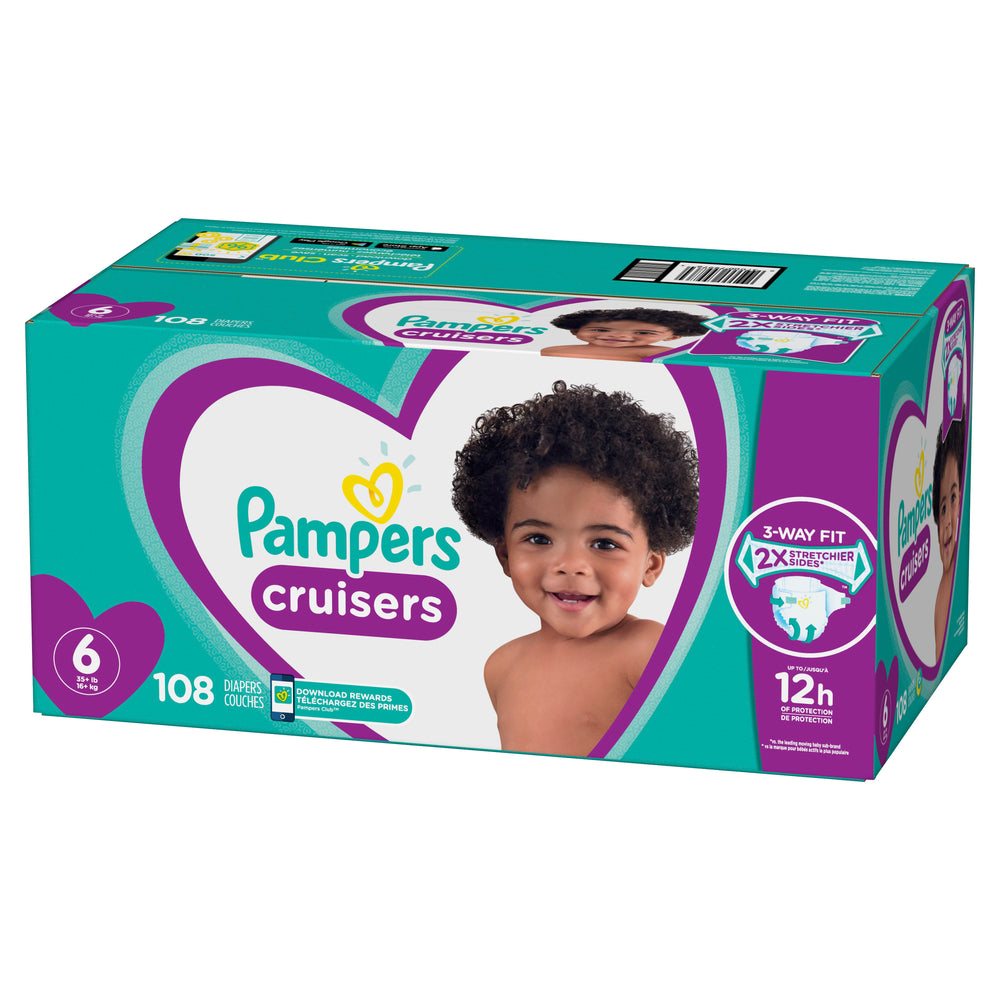 Pampers Cruisers Active Fit Taped Diapers, Size 6, 108 Ct