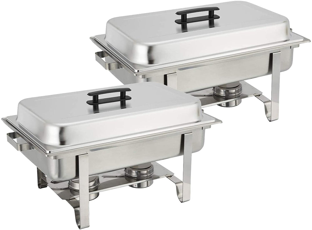 TigerChef Chafing Dish Buffet Set - Chaffing Dishes Stainless Steel - 8 Chafer and Buffet Warmer Sets with Water Pan, Food Pan, Lid