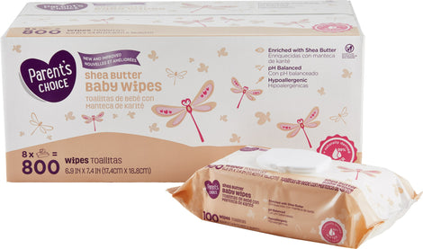 Parent's Choice Shea Butter Baby Wipes, 8 packs of 100 (800 count)