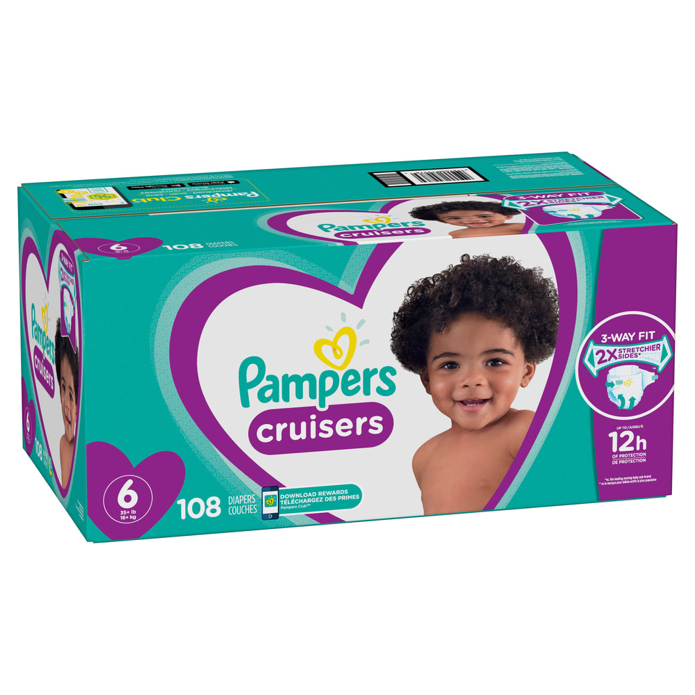 Pampers Cruisers Active Fit Taped Diapers, Size 6, 108 Ct