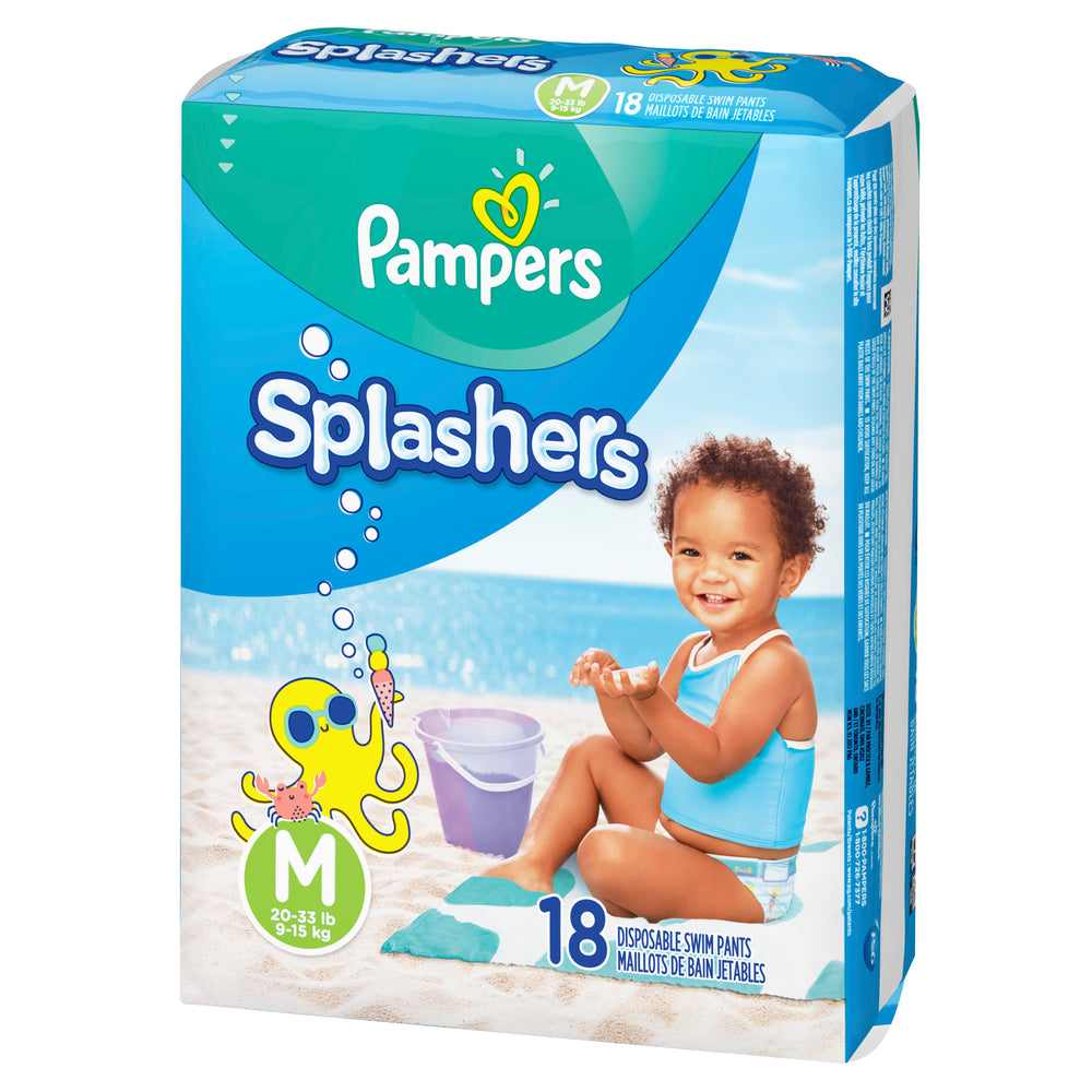 Pampers Splashers Snug Fit Swim Diapers, Size M, 18 Ct