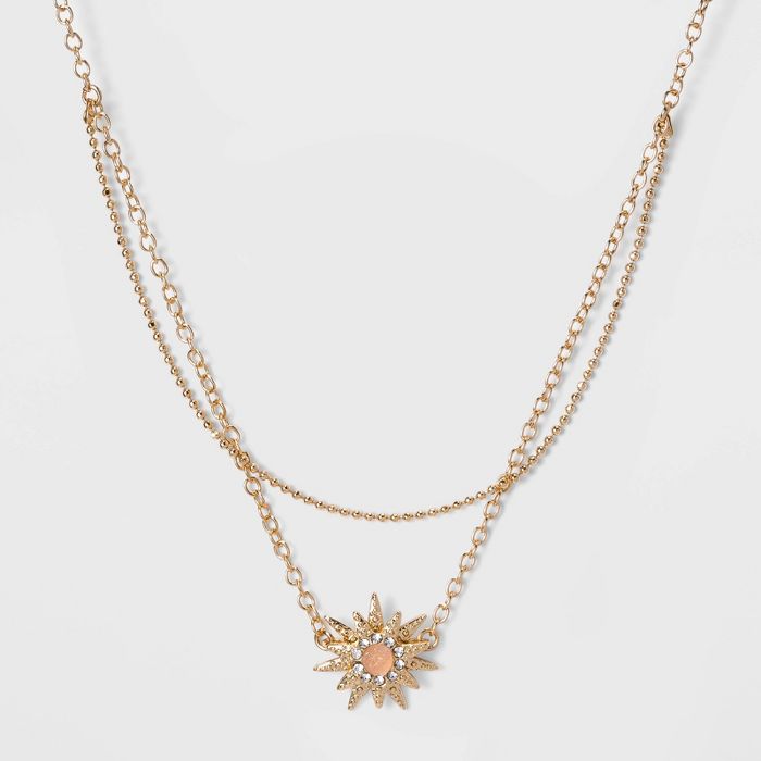 SUGARFIX by BaubleBar Celestial Pendant Necklace - Blush Pink/Gold