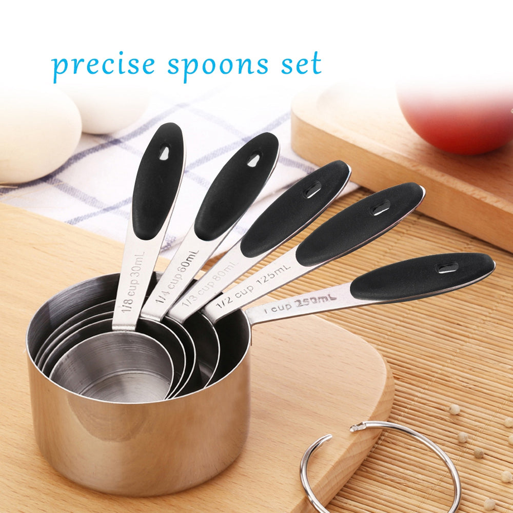 Tbest 10 Pieces Stainless Steel Measuring Cups and Spoons with Silicone Handle Grip Kitchen M,measuring cups
