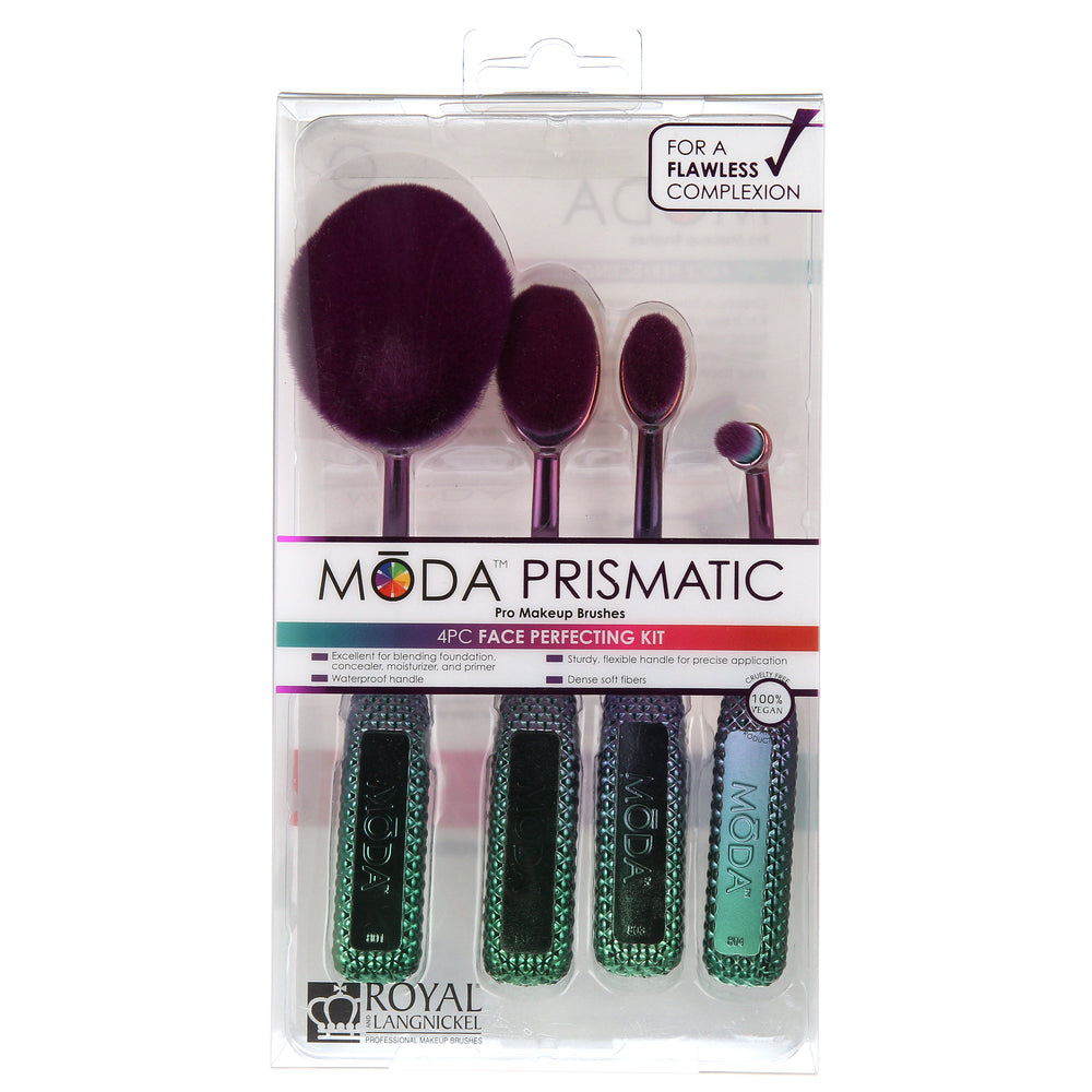 MODA Prismatic Face Perfecting Makeup Blending Brushes Kit, 4 Pcs
