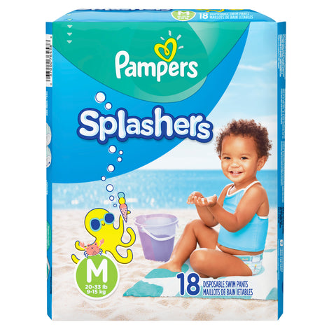 Pampers Splashers Snug Fit Swim Diapers, Size M, 18 Ct