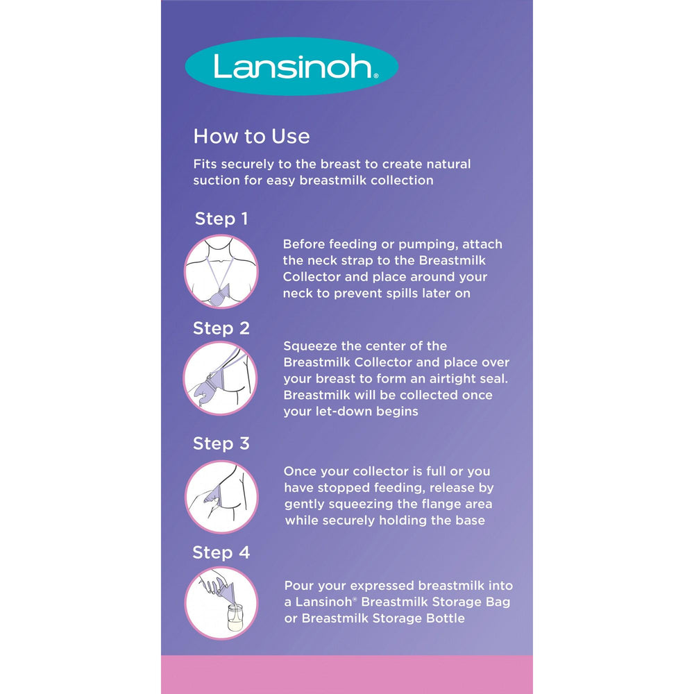 Lansinoh Breastmilk Collector, Milk Saver for Breastfeeding, Comfortable & Secure, 100% Food Grade Silicone