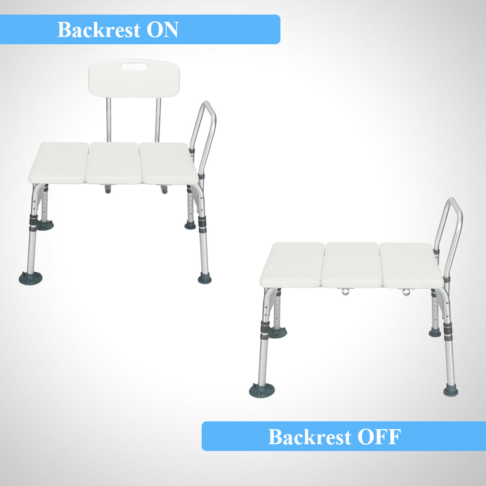 Ktaxon Bath Chair Plastic Tub Transfer Bench with Adjustable Backrest White