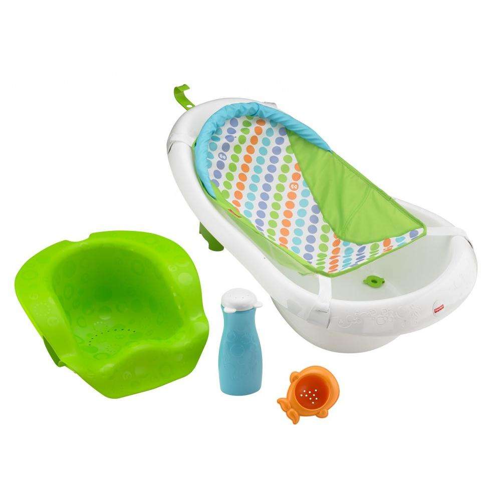 Fisher-Price 4-in-1 Sling Seat Convertible Baby Bath Tub, Green