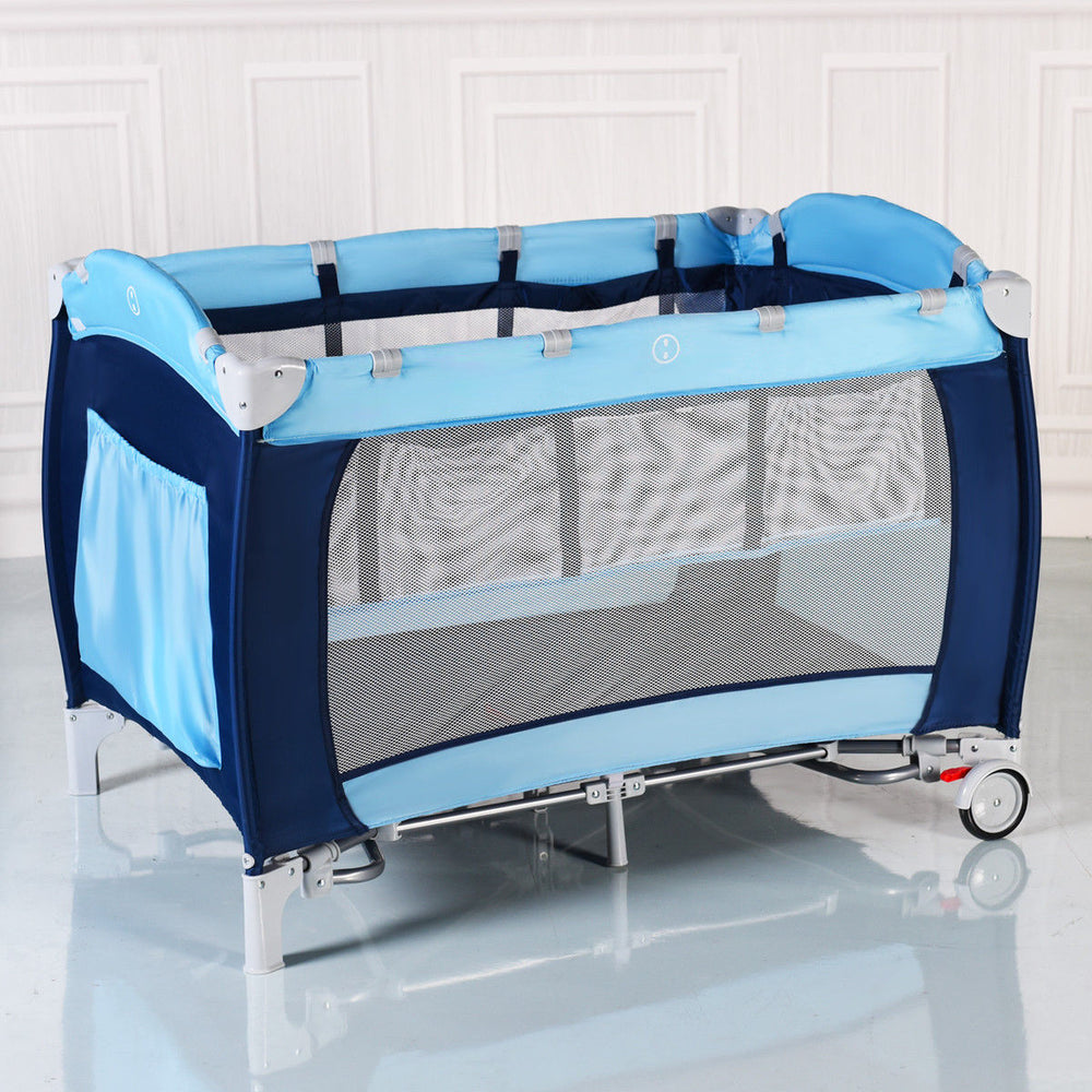 Costway Foldable Baby Crib Playpen Travel Infant Bassinet Bed Mosquito Net Music w Bag