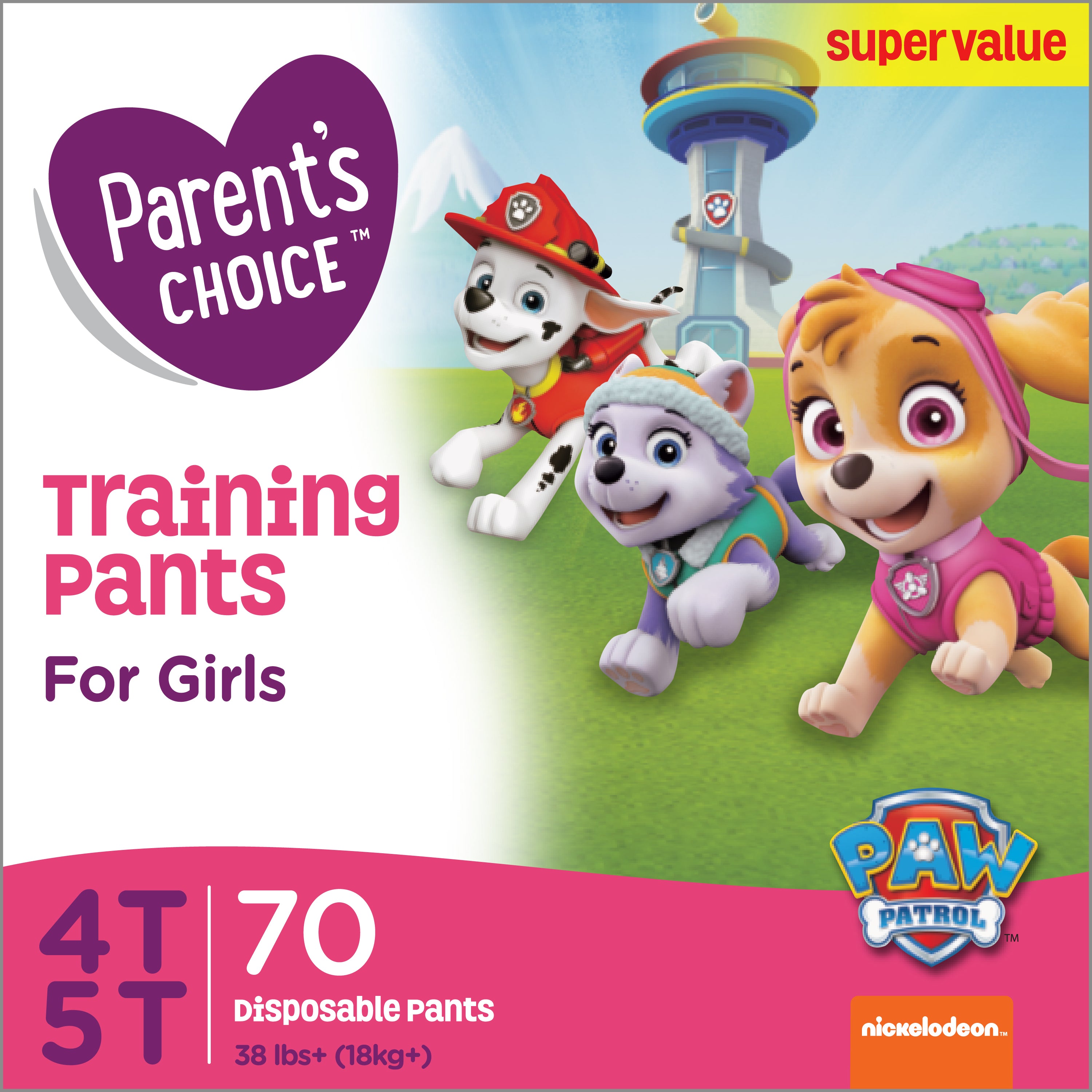 Parent's Choice Paw Patrol Training Pants for Girls, 3T/4T, 21