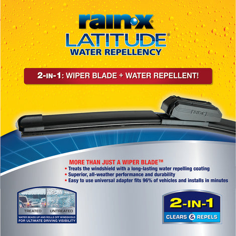 Rain-X Latitude Water Repellency 2-IN-1 Windshield Wiper Blades With Water Repellent Coating