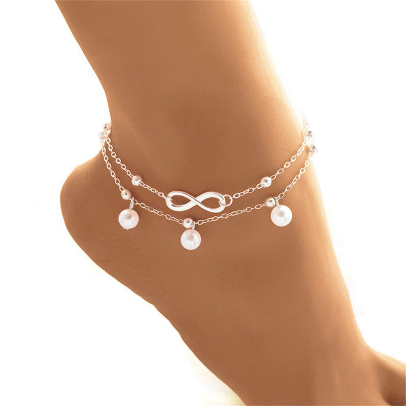 Women Ankle Bracelet 925 Sterling Silver Anklet Foot Chain Boho Beach Bead