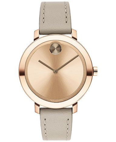 Women's Evolution Swiss BOLD Beige Leather Strap Watch 34mm - Movado