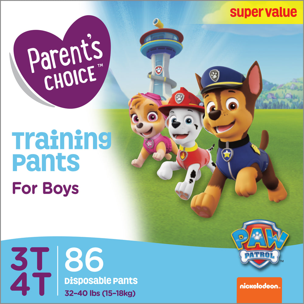 Parent's Choice Training Pants for Boys, Size 3T-4T, 86 Count