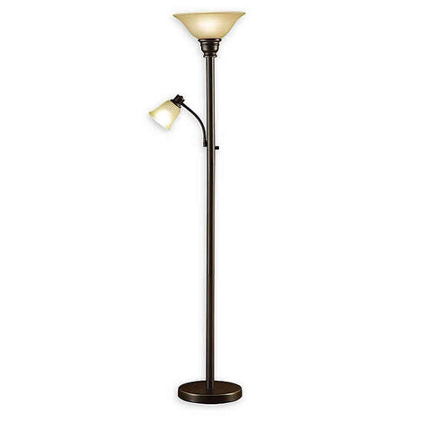 Catalina Lighting Torchiere Floor Lamp with Reading Light in Oil Rubbed Bronze