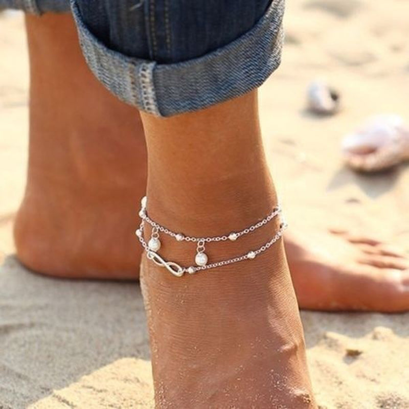 Women Ankle Bracelet 925 Sterling Silver Anklet Foot Chain Boho Beach Bead