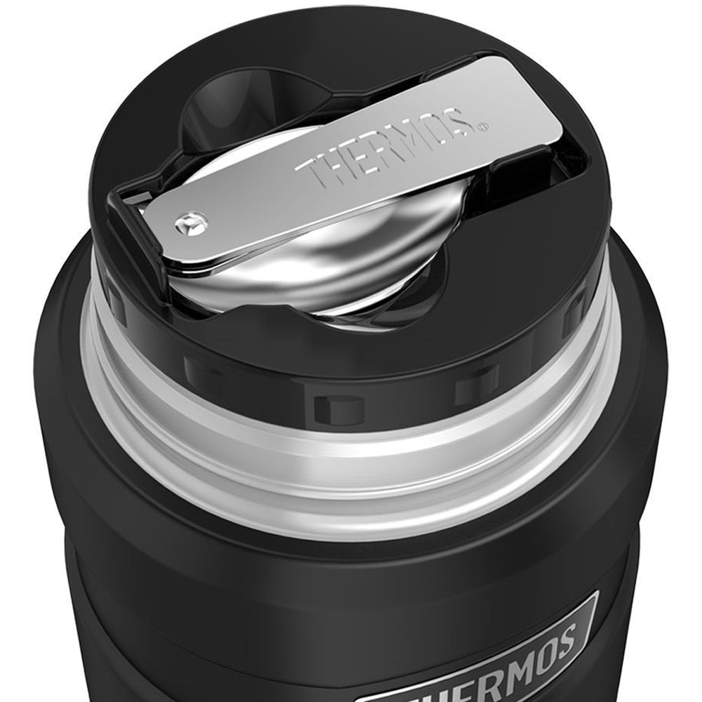 Thermos SK3000BKTRI4 Stainless King Vacuum-insulated Food Jar With Folding Spoon, 16oz (matte Black)