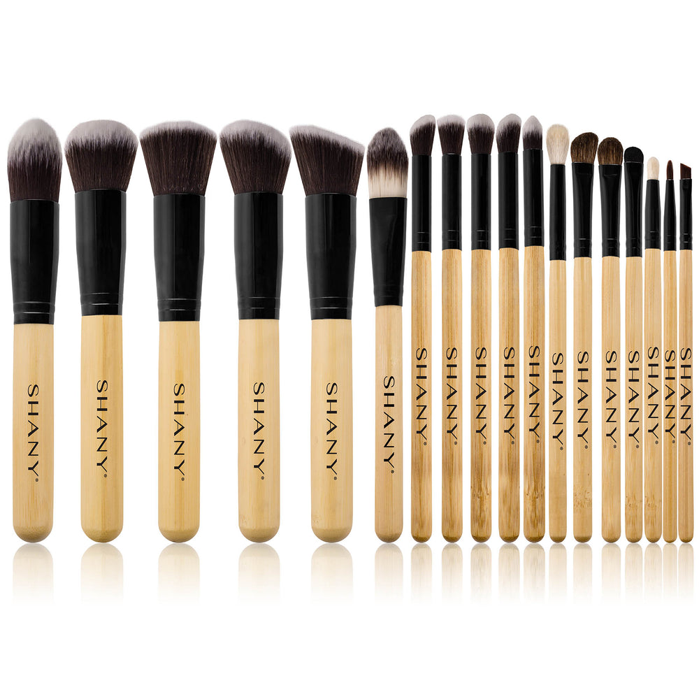 SHANY Artisan’s Easel Bamboo – Elite Cosmetics Brush Collection - Complete Kabuki Makeup Brush Set with Standing Convertible Brush Holder - 18 pcs