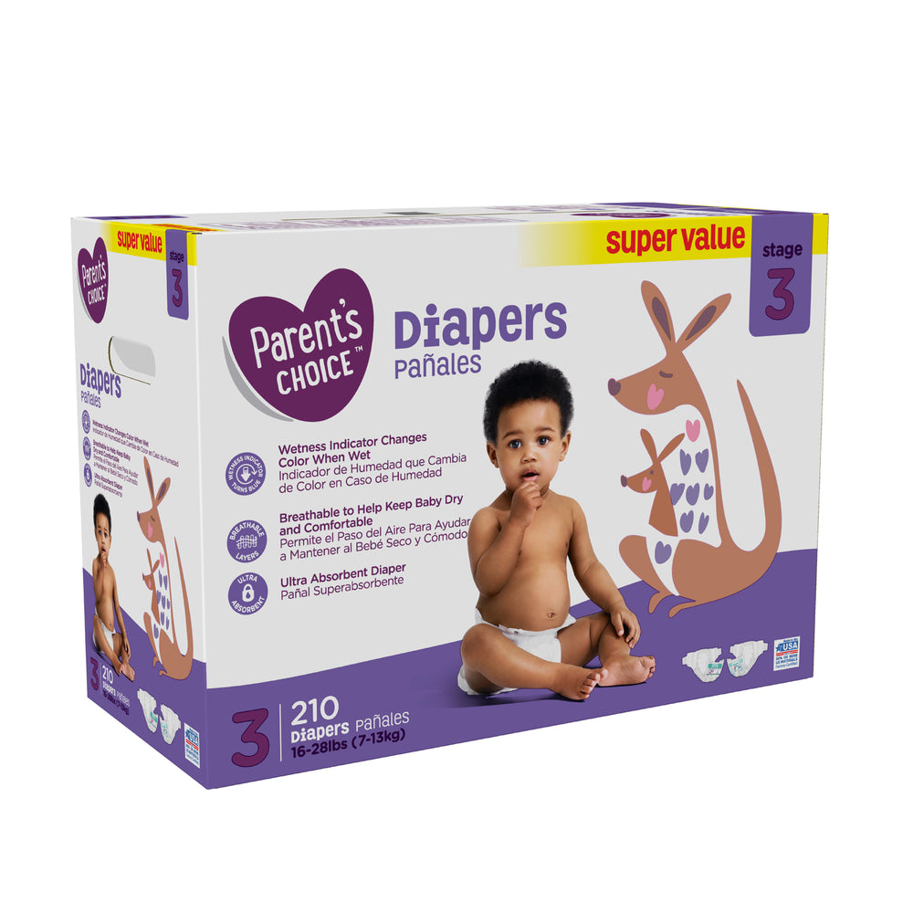 Parent's Choice Diapers, Size 3, 210 Diapers