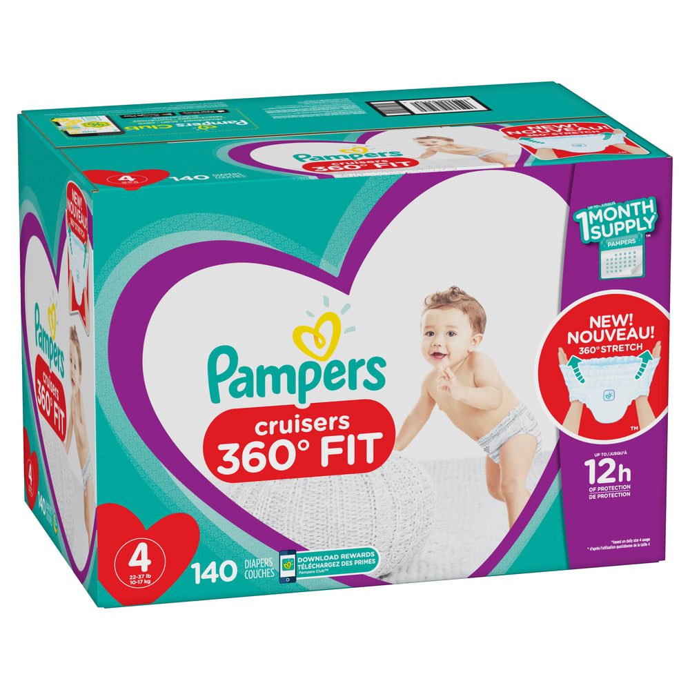 Pampers Cruisers 360 Fit Active Comfort Diapers, Size 4, 140 Ct