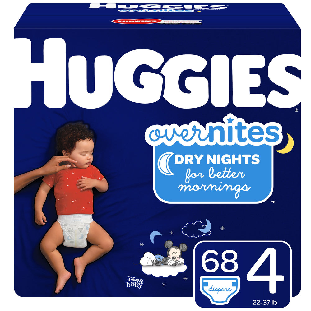 HUGGIES OverNites Diapers, Size 4, 68 Count