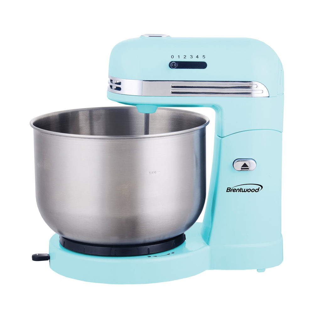 Brentwood SM-1162BL 5-Speed Stand Mixer with 3 Quart Stainless Steel Mixing Bowl, Blue