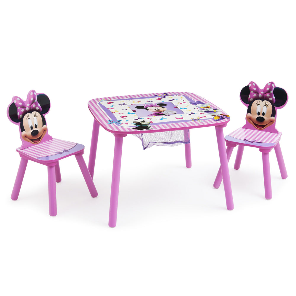 Disney Minnie Mouse Wood Kids Storage Table and Chairs Set by Delta Children