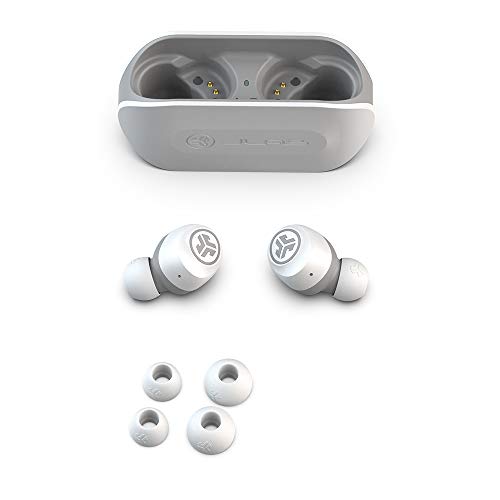 JLab Audio Go Air True Wireless Bluetooth Earbuds + Charging Case | Dual Connect | IP44 Sweat Resistance | Bluetooth 5.0 Connection | 3 EQ Sound Settings: JLab Signature, Balanced, Bass Boost… (White)