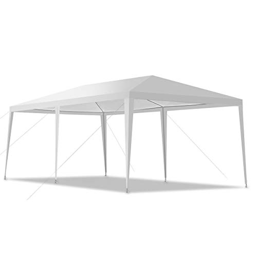 Tangkula 10'x20' Outdoor Wedding Tent, Canopy Tent 4 Walls with Window BBQ Party Outdoor Canopy Tent White