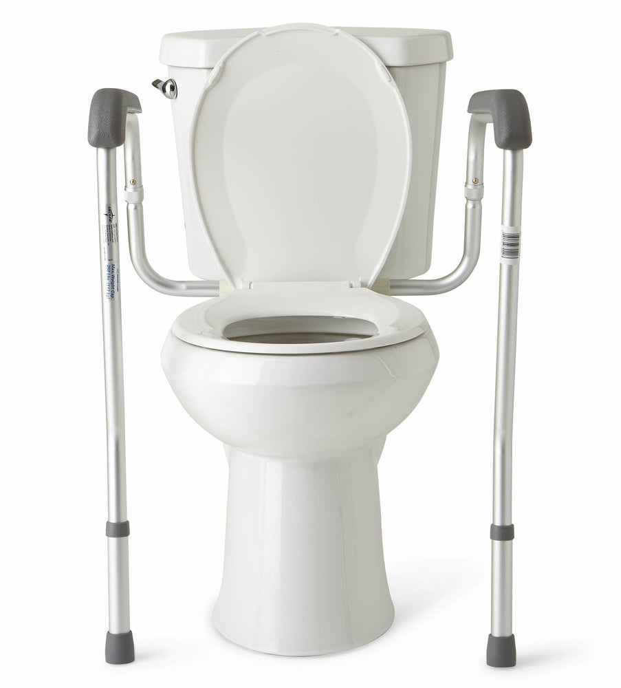 Medline Foldable Toilet Safety Rail & Grab Bar, Toilet Assist, Adjustable Height, Chrome Frame