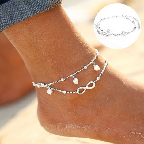 Women Ankle Bracelet 925 Sterling Silver Anklet Foot Chain Boho Beach Bead