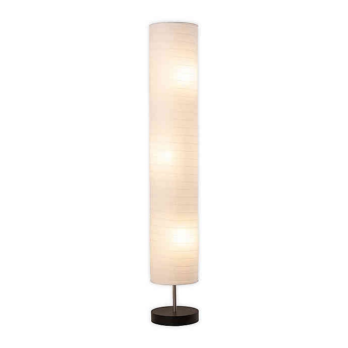 Paper Shade 3-Light Floor Lamp in White/Black