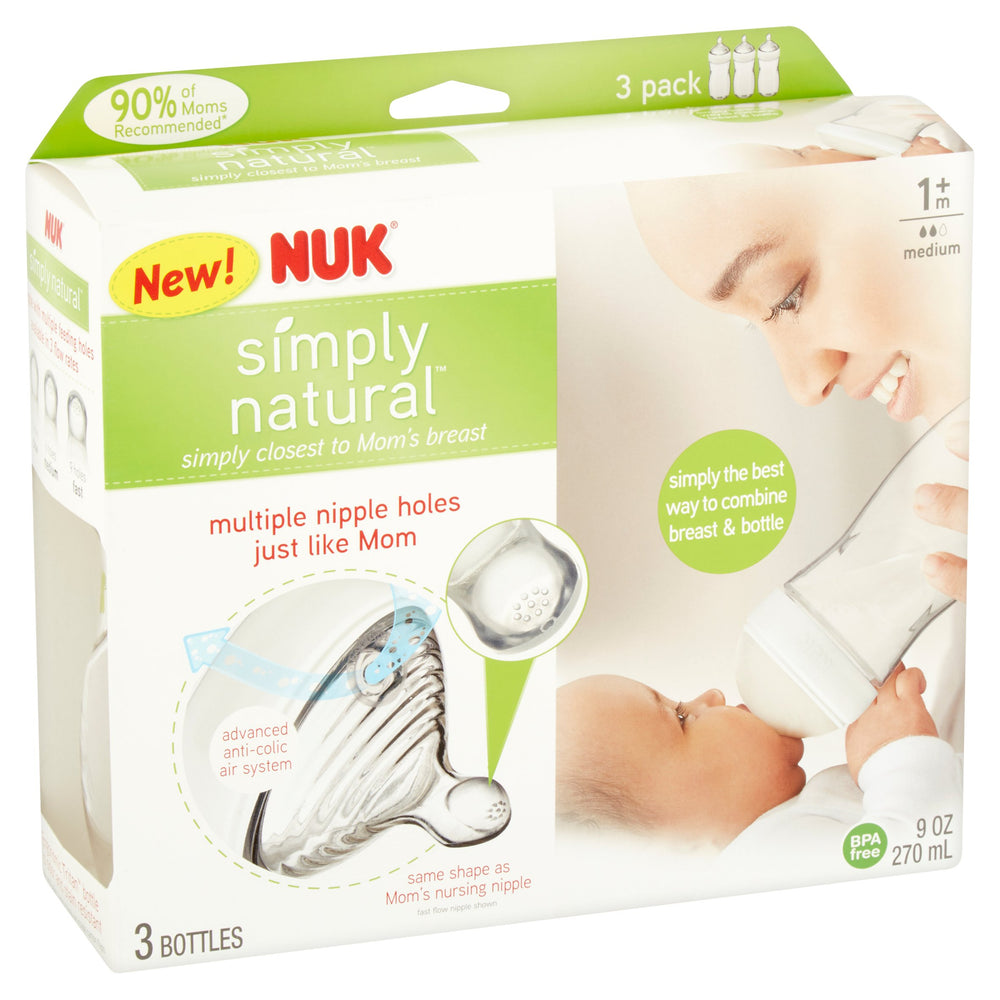 NUK Simply Natural Bottle, 9 oz, 3-Pack