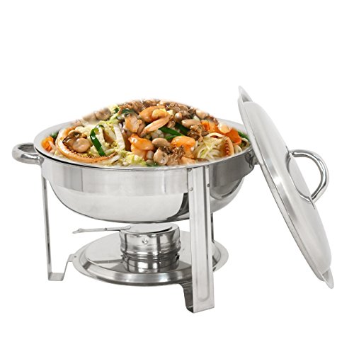 SUPER DEAL Upgraded 2 Qt Full Size Stainless Steel Chafing Dish Round Chafer Buffet Catering Warmer Set w/Food and Water Pan, Lid, Solid Stand and Fuel Holder