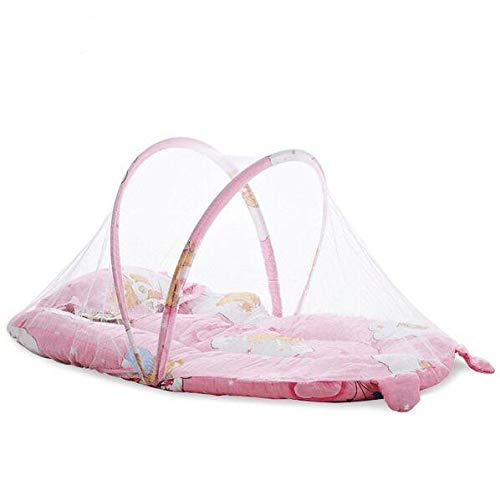 Portable Folding Baby Lounger with Pillow and Full Visibility Mosquito Net