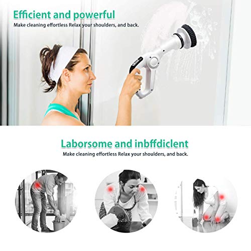 MECO Electric Spin Scrubber, Power Scrubber Cordless High Rotation Handheld Bathroom Scrubber Rechargeable with 3 Replaceable Cleaning Brush Heads for Cleaning Tub, Tile, Floor, Sink, Wall, Window