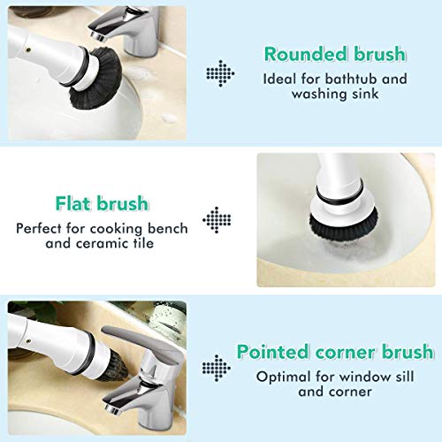 MECO Electric Spin Scrubber, Power Scrubber Cordless High Rotation Handheld Bathroom Scrubber Rechargeable with 3 Replaceable Cleaning Brush Heads for Cleaning Tub, Tile, Floor, Sink, Wall, Window