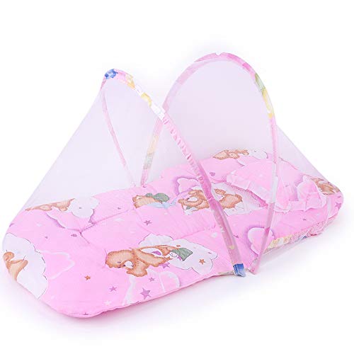 Portable Folding Baby Lounger with Pillow and Full Visibility Mosquito Net