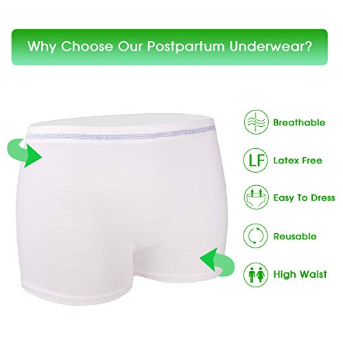 Mesh Underwear Postpartum 4 Count Disposable Postpartum Underwear Hospital Mesh Panties for Post C-Section, Maternity Briefs - Washable | Stretchy,High Waist Mesh Postpartum Underwear Women