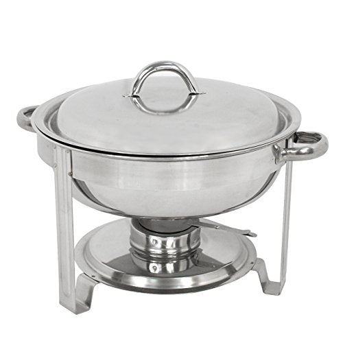SUPER DEAL Upgraded 2 Qt Full Size Stainless Steel Chafing Dish Round Chafer Buffet Catering Warmer Set w/Food and Water Pan, Lid, Solid Stand and Fuel Holder