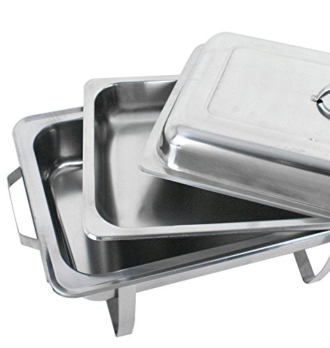 Stainless Steel Chafing Dish Full Size Chafer Dish Set 2 Pack of 8 Quart For Catering Buffet Warmer Tray Kitchen Party Dining (Rectangular)