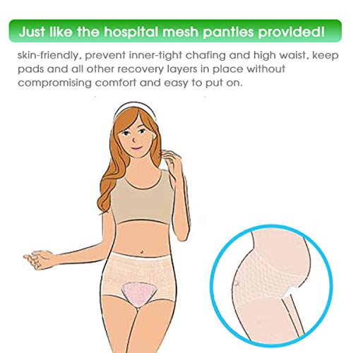 Mesh Underwear Postpartum 4 Count Disposable Postpartum Underwear Hospital Mesh Panties for Post C-Section, Maternity Briefs - Washable | Stretchy,High Waist Mesh Postpartum Underwear Women