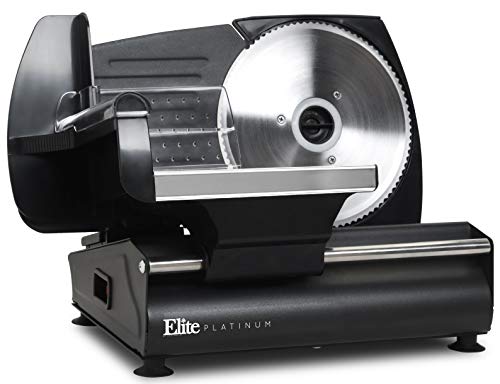 Elite Platinum EMT-625B Ultimate Precision Electric Deli Food Meat Slicer Removable Stainless Steel Blade, Adjustable Thickness, Ideal for Cold Cuts, Hard Cheese, Vegetables & Bread, 7.5”, Black
