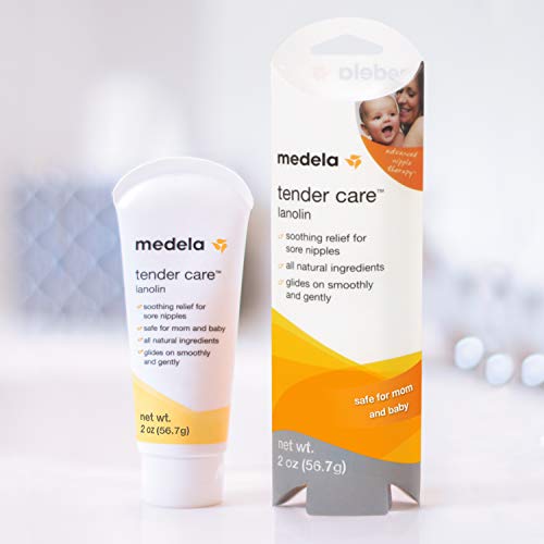 Medela, Tender Care, Lanolin Nipple Cream for Breastfeeding, All-Natural Nipple Cream, Tender Care Lanolin, Offers Soothing Protection, Hypoallergenic, All-Natural Ingredients, 100% Safe, 2 oz. Tube